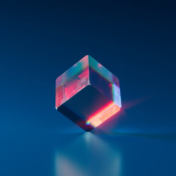 a cube in equilibrium that represent a nft
